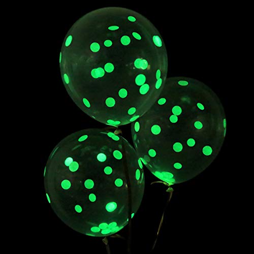 Fansuny Glow in The Dark Balloons-Birthday Party Decorations-Blacklight Party Balloons- Containing Fluorescent Sequins-Latex Balloons-Luminous Balloons-Party Supplies