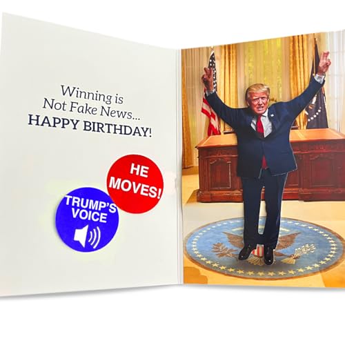 OUR FRIENDLY FOREST Talking & Dancing Trump Birthday Card - Interactive Design with Real Voice - Patriotic Collection - Presidential Theme Birthday Greeting Card for Him