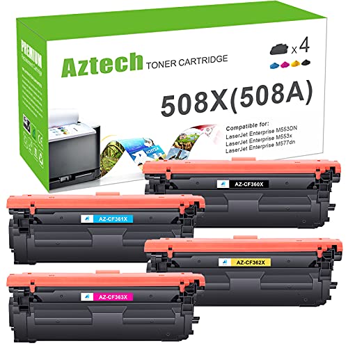 Aztech Kompatibel Tonerkartusche als Ersatz für HP 508X 508A CF360X CF361X CF362X CF363X Color Laserjet Enterprise M552dn M553dn M553n M553x MFP M557(Schwarz,Cyan,Gelb,Magenta, 4er-Pack) Aztech (Not HP Brand)