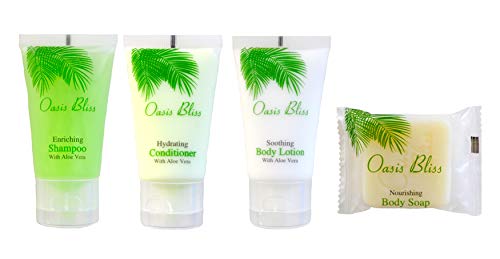 100 pcs Hotel Amenities Bundle: 25 Bath Bars, 25 Shampoo, 25 Conditioner, 25 Lotion - Bulk Mini Travel Size Guest Supplies Set
