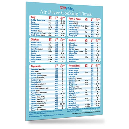 Father's Day Gift Must-Have Air Fryer Accessories Air Fryer Cooking Times Big Magnet 8"x11" (76 Food Types) Big Text Cheat Sheet Kitchen Cooking Hot Air Frying Cook Time Chart Guide Recipes CookBook R