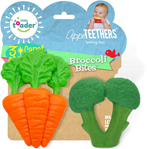 Little Toader - Baby Teether Toys – Appe-TEETHERS Broccoli teether and Carrot teether - for Teething Infants and Toddlers (Newborn and 3+ Month)