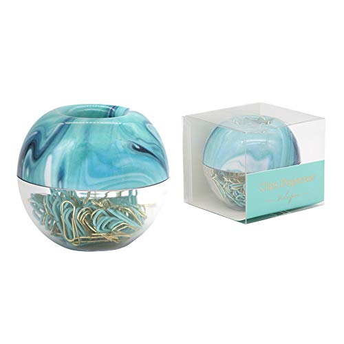 100pcs 28mm Mint Green Gold Paper Clips Medium in Ocean Blue Paper Clips Dispensers Holder Paperclips Storage Case for Desk Organizer Accessories (Blue)
