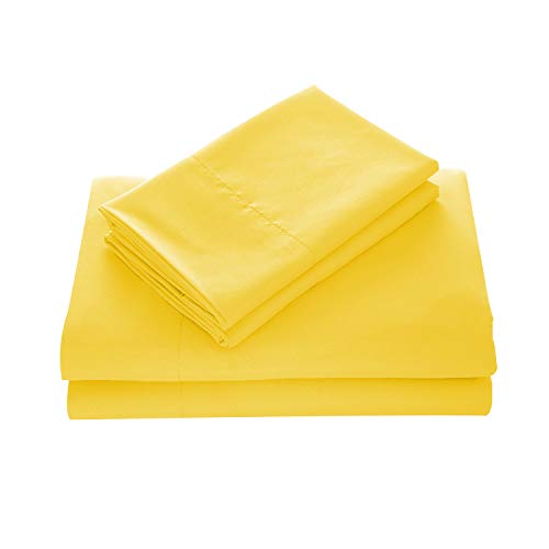 WAVVA Bedding Luxury 4-Pcs Bed Sheets Set- 1800 Deep Pocket, Wrinkle & Fade Resistant (Queen, Vibrant Yellow)