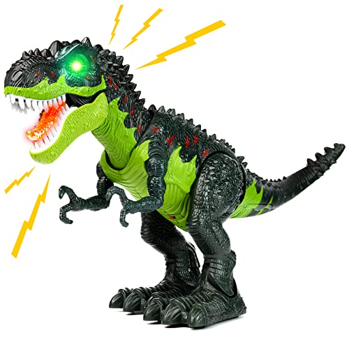 CifToys Tyrannosaurus Rex Dinosaur Walking Dinosaur Toys Kids Toy Realistic Trex Dinosaur Toy Walking Moving Glowing Dino Figure (Green)