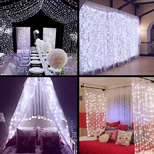 MZD8391 Lichterkette, 304-LED-Lichterkette für Hochzeit, Schlafzimmer, Bett, Baldachin, Garten, Terrasse, Außen- und Innenbereich White curtain light