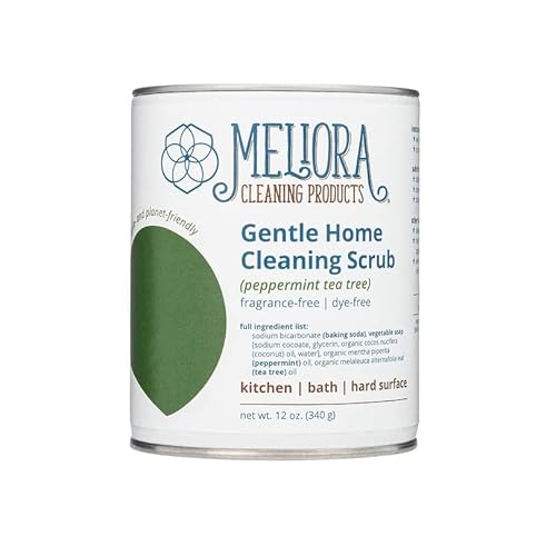 Meliora Cleaning Products Gentle Home Cleaning Scrub - Scouring Cleanser for Kitchen, Tube, and Tile, 12 oz. (Peppermint Tea Tree)