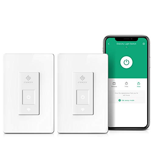 Etekcity Smart Light Switch, Wifi Light Switch that Works with Alexa, Google Home and IFTTT, Neutral Wire Required, No Hub Required, 15A/1800W, ETL/FCC Listed, 2 Pack