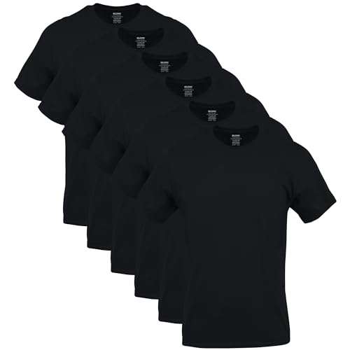 GILDAN Men's Crew T-Shirts, Multipack, Style G1100, Black (6-Pack), Medium