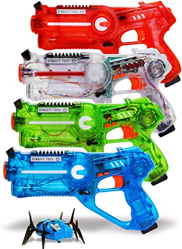 DYNASTY TOYS Family Laser Tag Set - 4 Laser Tag Blasters - Transparent Special Edition Blasters