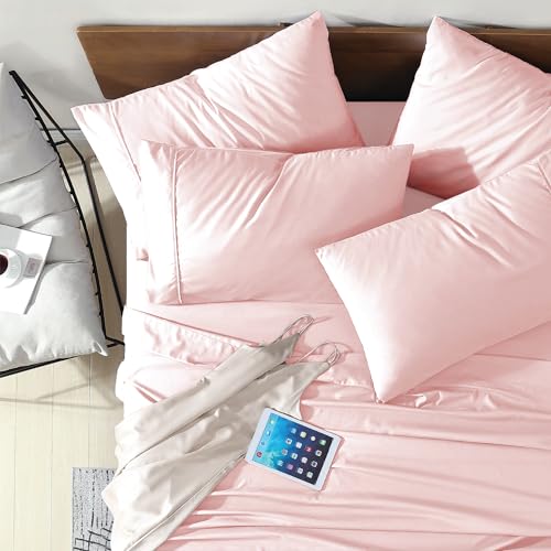 Swift Home Luxury Bedding Collection, Ultra-Soft Brushed Microfiber 6-Piece Bed Sheet Sets, Extremely Durable - Easy Fit - Wrinkle Resistant - (Includes 2 Bonus Pillowcases), Queen, Rose Blush