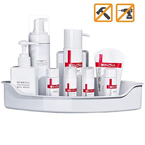 Glendan Corner Shower Caddy Bath Shelf Organizer, White Shower Shelf, Organizer Storage Spice Rack for Kitchen, Bathroom, Toilet- No Drilling (1 Tier)