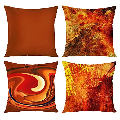 Emvency Set of 4 Throw Pillow Covers Burnt Orange Abstract Red 20 Tan Funky Watercolor Grunge Monochrome Decorative Pillow Cases Home Decor Square 20x20 Inches Pillowcases