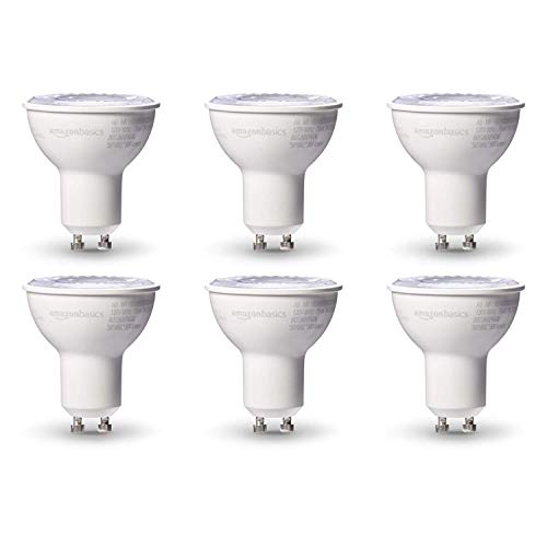 Amazon Basics 50W Equivalent, Warm White, Dimmable, 10,000 Hour Lifetime, MR16 (GU10 Base) LED Light Bulb | 6-Pack