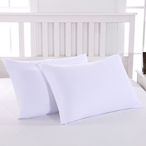 Mohap Zipper Pillowcase 2 Pieces Brushed Microfiber 1800 Hotel Quality Super Soft Pillow Cover No Shrinkage No Fade Pillow Protectors - White, King