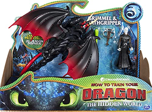 Dreamworks Dragons 6053472 Deathgripper and Grimmel, Dragon with Armored Viking Figure, for Kids Aged 4 and Up