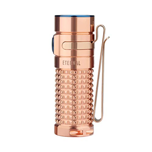 Olight S1R II 1000 lumens High Performance Cool White LED Magnetic USB Rechargeable Limited Edition Solid Copper EDC Flashlight with Rechargeable Battery and Olight Patch (Eternal)