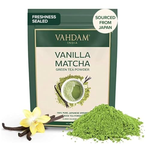VAHDAM, Vanilla Matcha Green Tea Powder (1.76oz/50g) Authentic Japanese Matcha Powder With Pure Vanilla | Brew Delicious Vanilla Matcha Latte