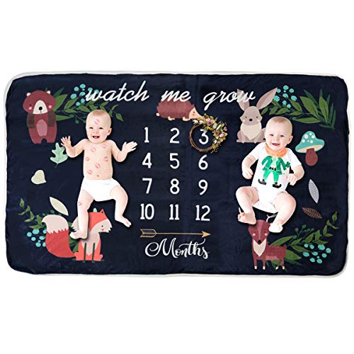 Yinuoday Fleece Baby Monthly Milestone Blanket Extra Large Photography Background Blanket Thick Backdrop Prop Swaddle for Single & Twins (for Twins)