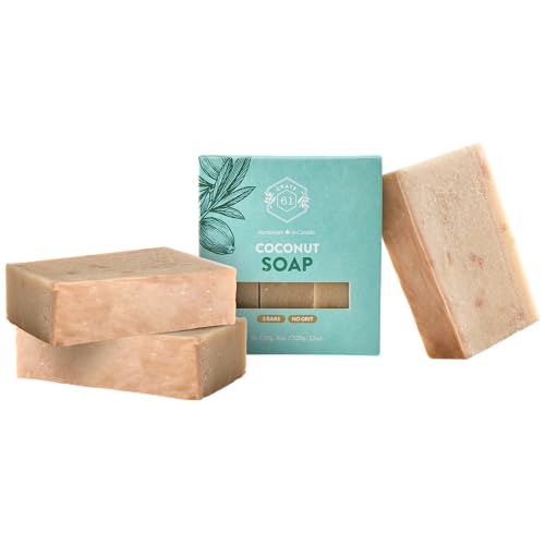 Crate 61 Soap 3er Packung, 100% veganisches Kaltverfahren, parfümiert mit hochwertigen ätherischen Ölen, für Männer und Frauen, Gesicht und Körper (Kokosnuss)