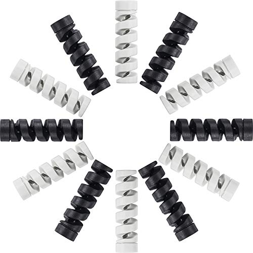 Jetec 12 Pieces Charging Cable Protector Silicone Spiral Charger Cable Savers for Cords Micro USB Protector, Mouse Saver, Suit for Cell Phones, Computers(Gray, Black)