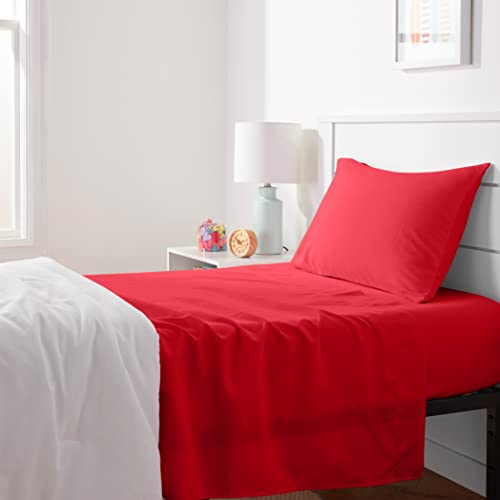 Amazon Basics Kid's Sheet Set - Soft, Easy-Wash Microfiber - Twin, Red