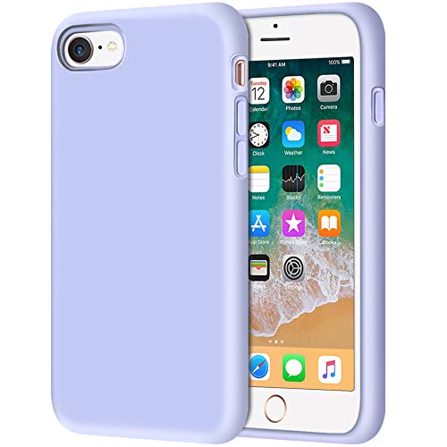 Anuck iPhone SE Case 2022/2020, iPhone 8 Case, iPhone 7 Case, Non-Slip Liquid Silicone Gel Rubber Bumper Phone Case Soft Microfiber Lining Hard Shockproof Protective Cases Cover 4.7", Light Purple