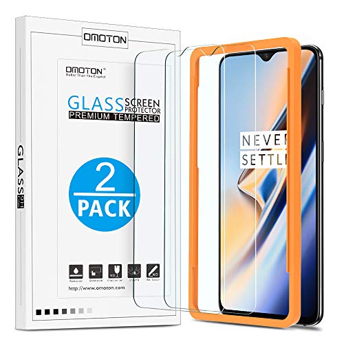 Omoton Protection d'écran en Verre trempé Compatible avec OnePlus 6T 16,3 cm [Lot de 2]