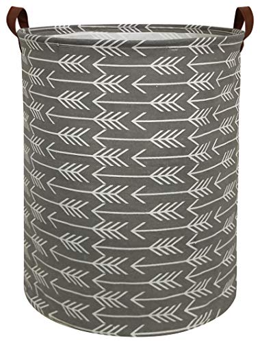 HIYAGON Large Storage Baskets,Waterproof Laundry Baskets,Collapsible Canvas Basket for Storage Bin for Kids Room,Toy Organizer,Home Decor,Baby Hamper(Grey Arrows)