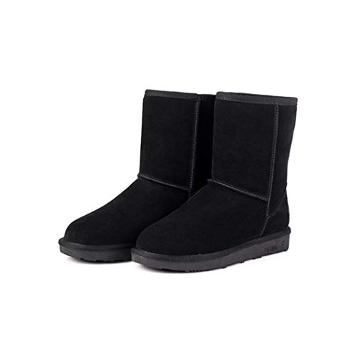 Todens Women Solid Color Keep Warm Flat Heel Short Snow Boots Black