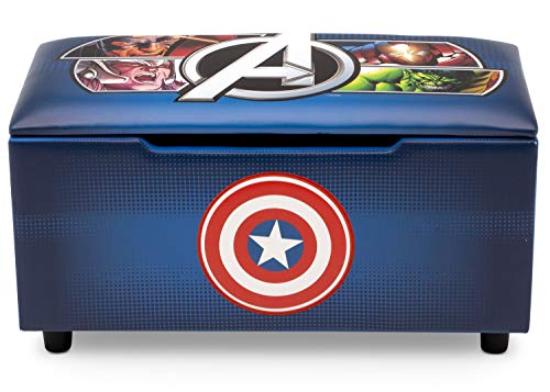 Delta Children Marvel Avengers Upholstered Storage Bench for Kids | Perfect for Bedrooms/Playrooms/Living Rooms | Features Fun Graphics of Hulk, Iron Man, Captain America, Thor