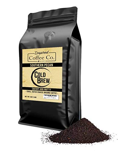 Southern Pecan - Flavored Cold Brew Coffee Grounds - Inspired Coffee Co. Local Coarse Ground Coffee for Cold Brew - Resealable Bag 12 oz