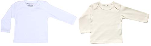 Maple Clothing Organic Cotton Baby Long Sleeve T-Shirt GOTS Certified (2 Pack, Natural/White, 0-3m)