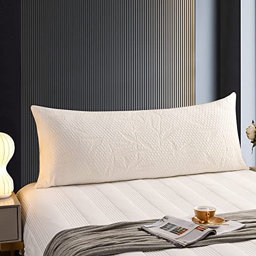 Decroom Full Body Pillow -Zipped Bamboo Cover-Breathable Cooling for Pregnancy and Long Side Sleeper-20 x 54 inch