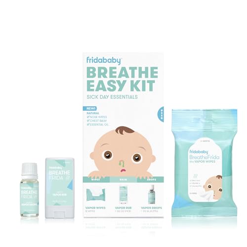 Frida Baby Baby And Toddler Breathe Easy Kit Sick Day Essentials By Fridababy- A Must-Have Set Includes Natural Nose And Chest Wipes, Organic No-Mess Chest Balm, And Organic Essential Oil For Bath