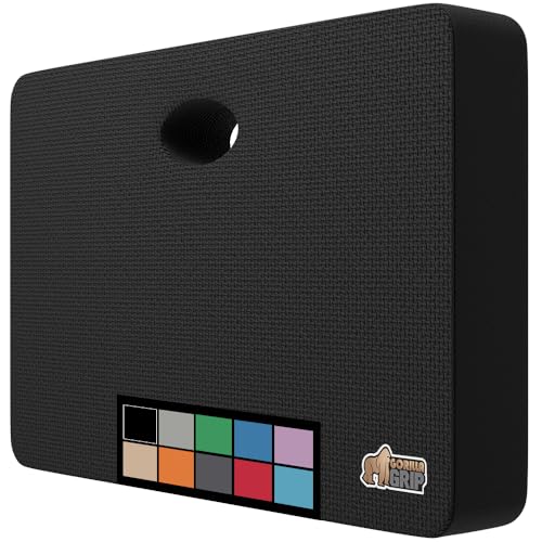 Gorilla Grip Extra Thick Patent Pending Garden Kneeling Pad, Supportive Soft Foam Knee Cushioning for Gardening, Water Resistant Construction, Bathing Baby, Workout Supplies, Lightweight, Black