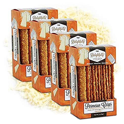 Delightfully Yours Parmesan Cheese Crisps- Original Flavor (4 Pack) - Parmesan Crisps - Cheese Crisps Low Carb Keto - Parmesan Chips Made Of Just Cheese - Keto Cheese Crisps - Cheese Chips Keto