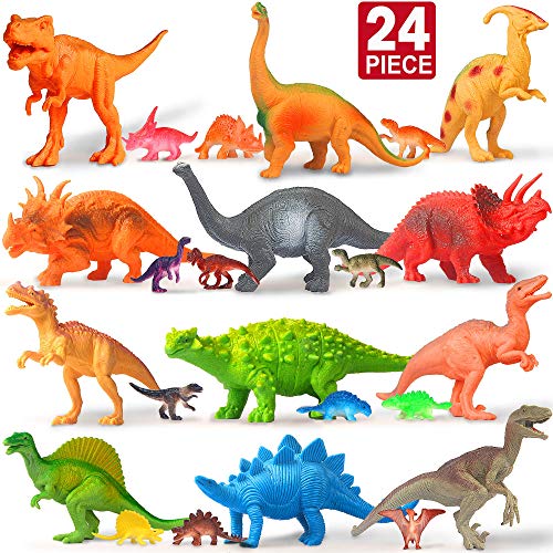 Feroxo Dinosaur Toys Dinosaur Party Supplies ââ‚¬â€œ Realistic Plastic Toy Dinosaurs Figures with Book Kids Dinosaur Toys Birthday Favors for Boys Girls Figurines Cake Small Prizes Easter Egg Pinata Filler