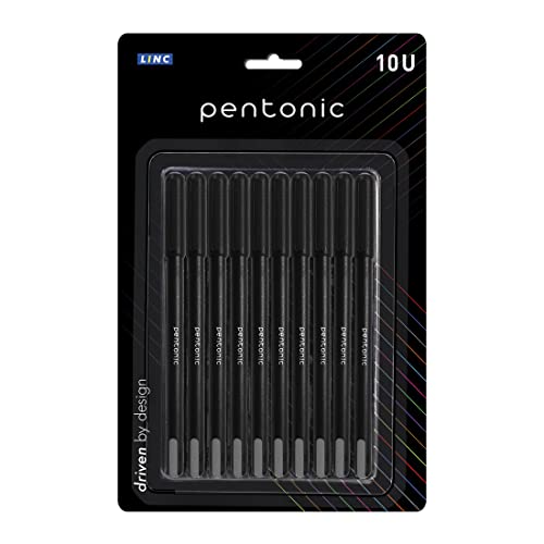 Pentonic 0.7 mm Ball Pen Blister Pack | Black Body | Black Ink | Set of 10 Pens