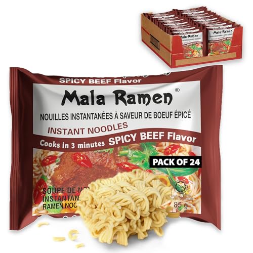 Mala Ramen Instant Noodle - Spicy Beef Noodles 85G (Case Of 24) 2.04 Kg - Cooks In 3 Minutes