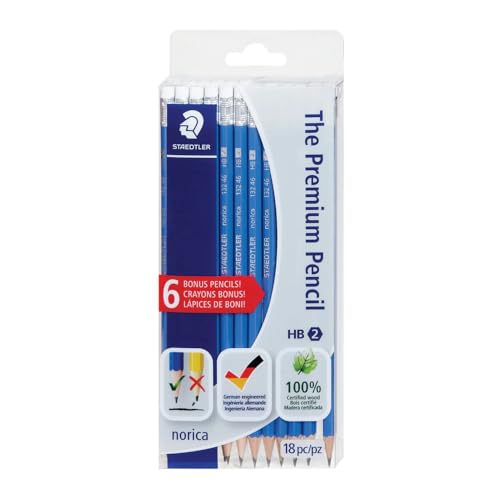 Staedtler 13246CB18P11TH The Premium Pencil, Norica, HB2 special lead, 12 Plus BONUS 6 for Total 18 Count