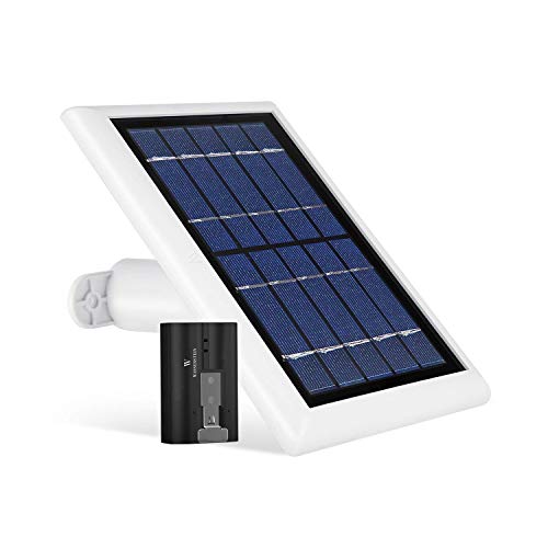 Solar Panel and 1-Pack Rechargeable Battery Bundle Compatible with Ring Spotlight Cam Battery and Ring Stick Up Cam Battery HD - Zero Downtime for Your Ring Cameras (White)