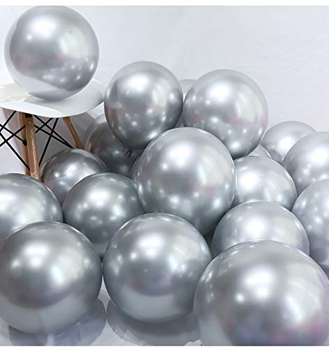 Divine 40 Pcs 12 Inch Metallic Chrome Silver Balloons for Wedding Birthday Party Decoration Baby Shower Graduation