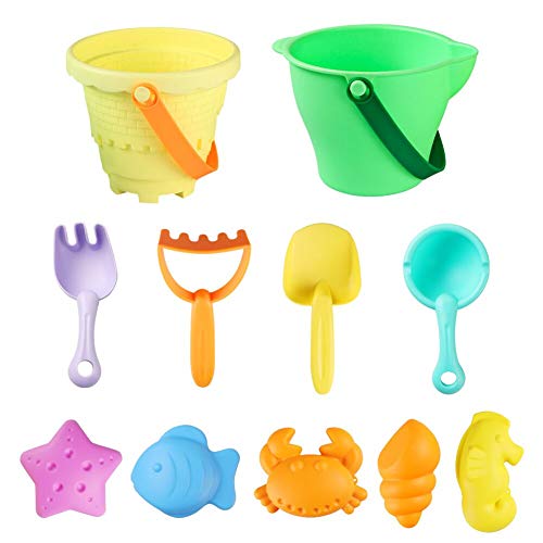 DX DA XIN Beach Sand Toys, Toddler Outdoor Pool Bath Play Set Sandbox Toys with Shovel, Bucket, Rakes and Mold, Fun Beach Toys for Toddlers Kids Boys Girls (11 Pcs)