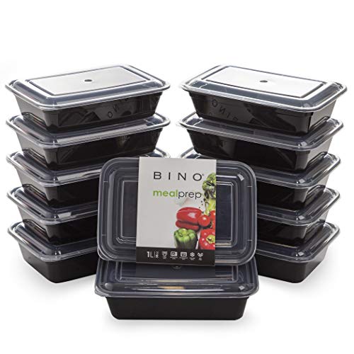 BINO | Food Containers with Cover, Black 12-Piece Set | Meal Storage Containers with Lids | Microwave-Safe, Freezer-Safe, and Dishwasher-Safe Containers with Lids | BPA-Free Food Storage Set