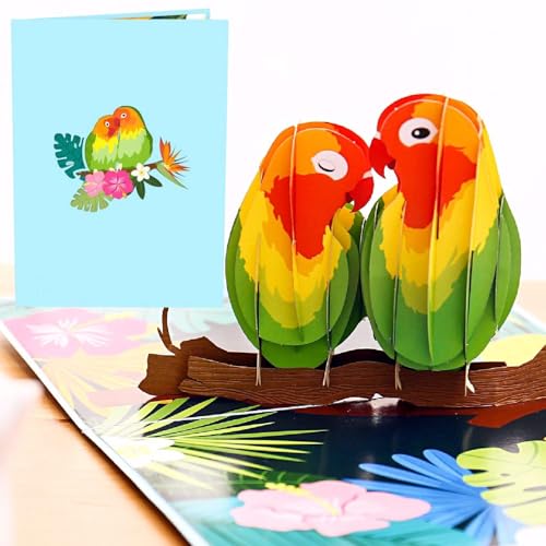 Liif Love Birds 3D Pop Up Anniversary Card for Wife, Husband, Couple, Valentines Day Card