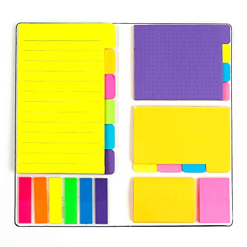 Colored Divider Sticky Notes Bundle Set by mount huang, Prioritize with Color Coding, 60 Ruled (4x6), 48 Dotted (3x4), 48 Blank (4x3), 48 Orange and Pink, 25 per PET Color - 402 pcs