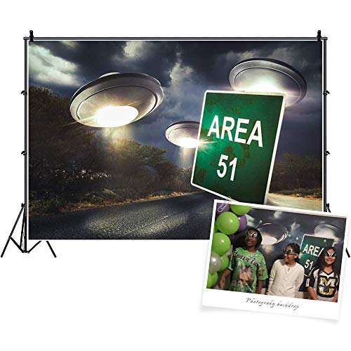 CSFOTO 5x3ft Area 51 Backdrop Flying Saucer UFO Alien Theme Birthday Background Alien Backdrop Alien Party Decorations Boys Room Decor Boys Kids Birthday Party Photo Background