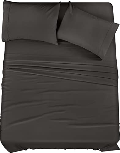 Utopia Bedding Bed Sheet Set - Soft Brushed Microfiber Fabric - Shrinkage & Fade Resistant - Easy Care (Full, Dark Grey)