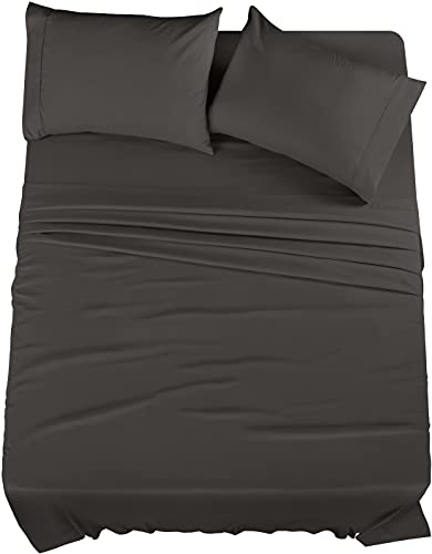 Utopia Bedding Bed Sheet Set - Soft Brushed Microfiber Fabric - Shrinkage & Fade Resistant - Easy Care (King, Dark Grey)